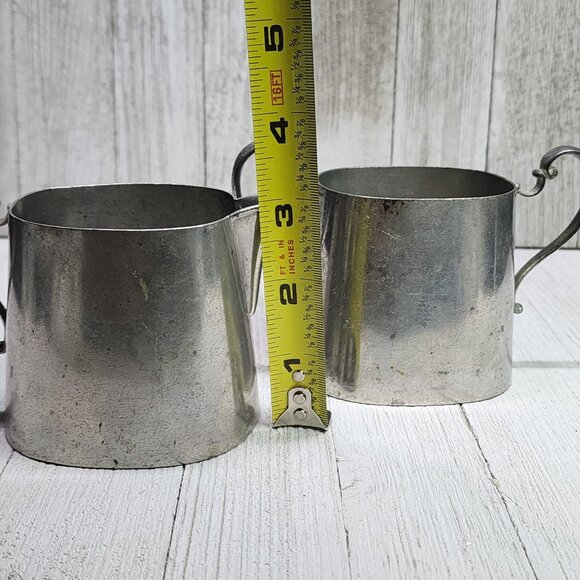 Vtg Queen City Silver CO Genuine Pewter Cream and Sugar Bowl Set 102 Trademarked - Picture 9 of 10